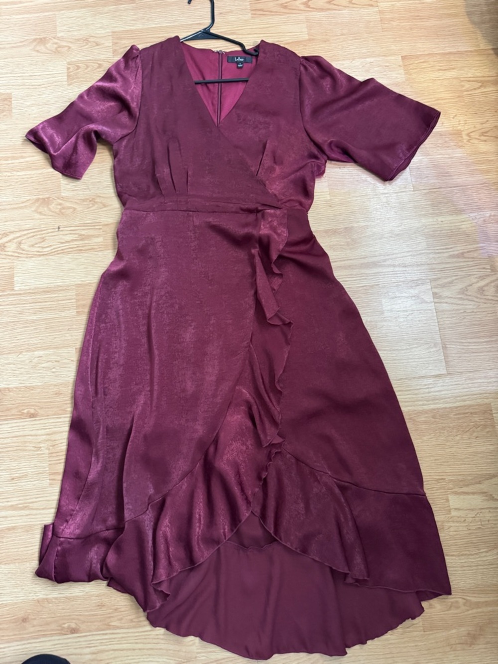 Lulu's Burgundy High-Low Wrap Dress
